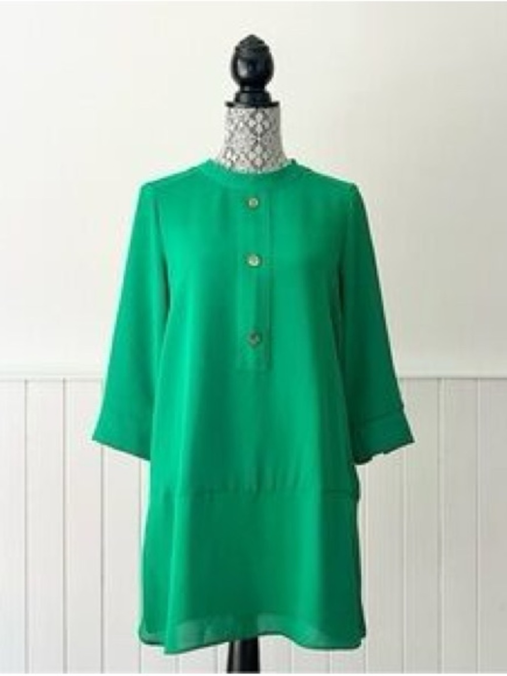 Zara Emerald Green Button-Front Tunic NWT